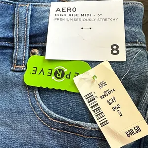 Aeropostale Women's Blue Denim High Rise Midi Shorts 3” thumbnail 5