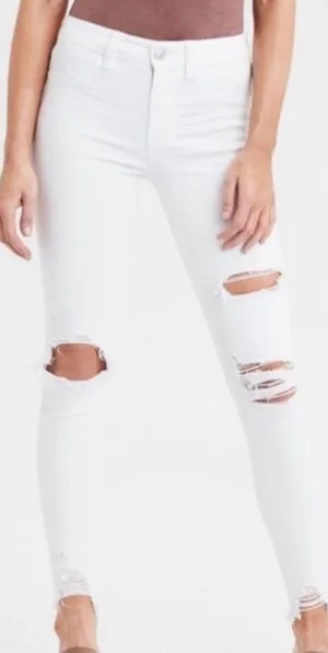 American Eagle high-rise jeggings white distressed thumbnail 1
