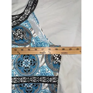 Yvos Blue White Medallion Print Tank Top Sleeveless Scoop Neck NWT Womens‎ Large thumbnail 5