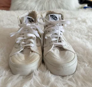 Vans Sk8-Hi White Canvas High Top Sneakers Women's Size 7 thumbnail 1