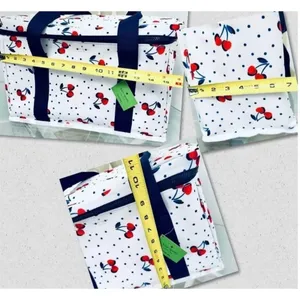 Kate Spade Cherry Dot Insulated Cooler Tote Lunch Bag White Navy Zip Top gift thumbnail 5