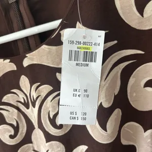 Abercrombie & Fitch Short Puff Sleeve Cutout Maxi Dress Brown Tan Floral Pattern thumbnail 9