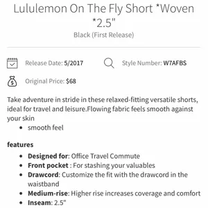 Lululemon On the Fly Short Woven 2.5" in Black Size 10 thumbnail 8