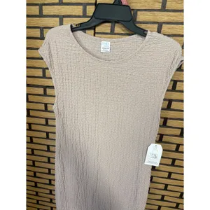 Time And Tru Tan Textured Midi‎ Tank Maternity Dress Size Medium thumbnail 3