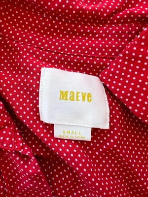 Anthropologie Maeve Matilda Polka Dot Blouse Button‎ Front Red White Size S thumbnail 14