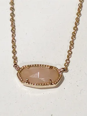 Kendra Scott Elisa Pendant Necklace Gold/Rose Quartz Jewelry thumbnail 2