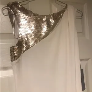 New Jennifer lopez white cream and gold dress thumbnail 3