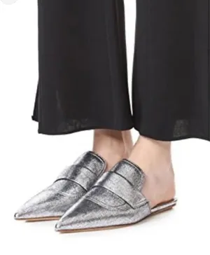 Marni Silver Metallic Leather Pointed Toe slip-on Mules S-587 Sz 6 thumbnail 1