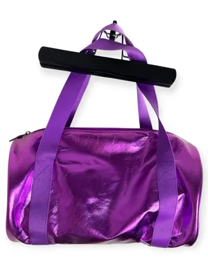 Triple Flip Metallic Purple Cylinder Duffel Tote Bag women girls Medium 13" 8.5" thumbnail 3