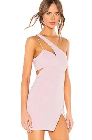 Revolve NBD x Naven Chloe Asymmetric One Shoulder Cutout Wrap Mauve Mini Dress S thumbnail 12
