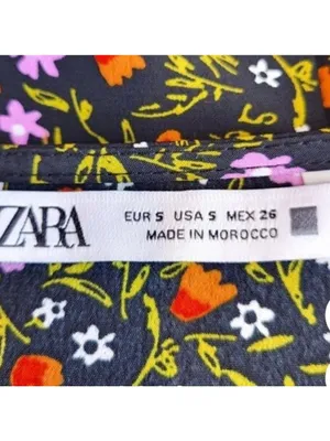 Zara Floral Print Long Sleeve Mini Dress Black Small thumbnail 4