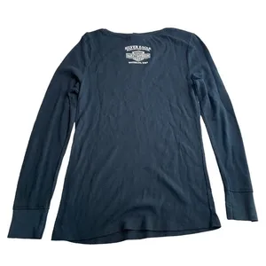Harley Davidson Y2K studded henley long‎ sleeve Silver Eagle dealership size XL thumbnail 5