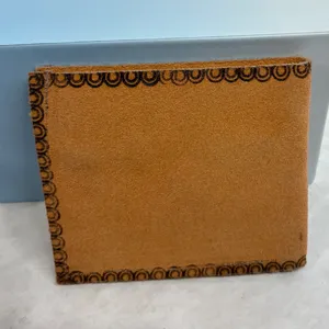 Morelos Mexico Hand Painted Leather Sun Moon Bifold Wallet Tan Celestial Zipper thumbnail 2
