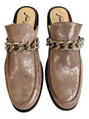 EUC Free People Leather Vida Mules Metallic Hold Size 9.5 thumbnail 4