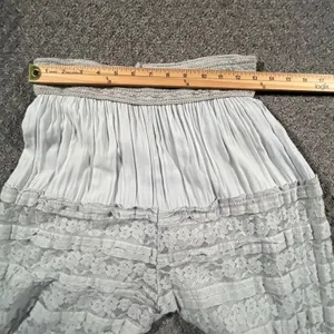 Made in Italy Lace Tiered Wide Leg Pants Womens M L Gray Boho Ruffle Crinkle thumbnail 6