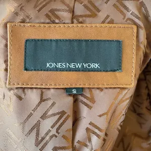 Jones New York Brown Leather Blazer Jacket Vintage Distressed Small thumbnail 3