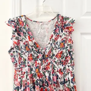 By Anthropologie The Peregrine Mini Dress Multicolor Floral Print Large XL READ thumbnail 3