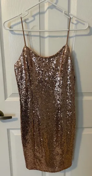 Lulus NWTS rose gold sequin mini dress thumbnail 1