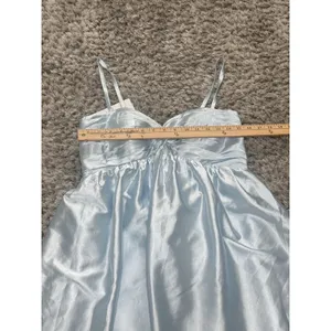 NWT Womens Baby Blue Satin Mini Dress Lace Up Corset Back Spaghetti Strap⁠ 8 thumbnail 9