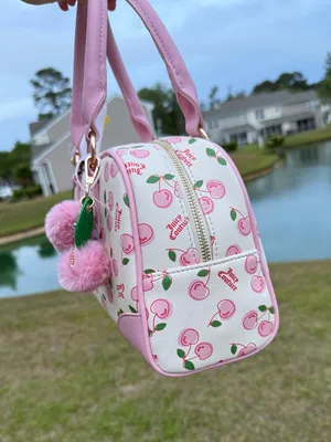 Juicy Couture "Cherry Girl" satchel bag in a soft white and pink colorway nwt thumbnail 4