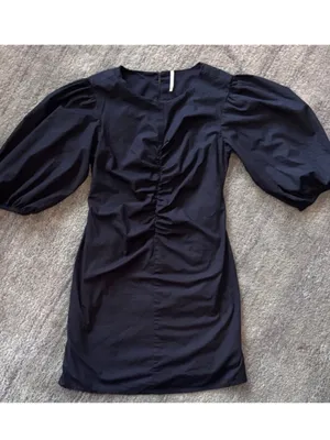 Black Puff-Sleeve Mini Dress thumbnail 3