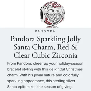 Authentic Pandora Sparkling Jolly Santa Red/Clear CZ Christmas Holiday Charm thumbnail 8