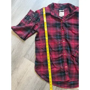 American Eagle Boyfriend Fit Plaid Flannel Red Blue Large Relaxed thumbnail 11