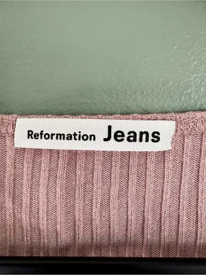 Reformation Jeans Knit Top Ribbed Square Neck Pink Medium thumbnail 3