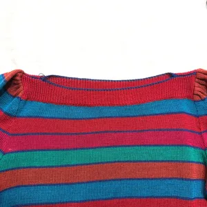VTG Genesis S Striped Sweater Balloon Sleeve Ms Frizzle Art Teacher Colorful 80s thumbnail 5