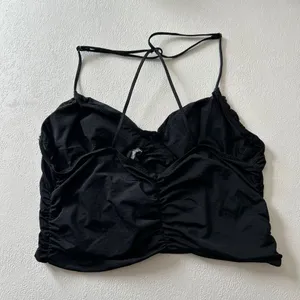 Out From Under Black Ruched Crop Top Size L Y2K Going Out Coquette thumbnail 3