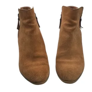 Frye Suede Ankle Boots Cognac Brown Pointed Toe Block Heel Side Zip Booties thumbnail 6