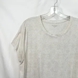Athleta XL Top Short Sleeve Cotton Snakeskin White Cream Boxy Layering Base 593 thumbnail 3