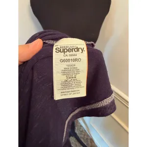 Superdry Sheer Navy Burnout V-Neck Tee Short Sleeve Top Slub Lightweight Layer thumbnail 8