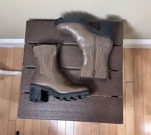 A New Day Chocolate Brown faux Leather booties Stretch Sides size 8.5 thumbnail 8
