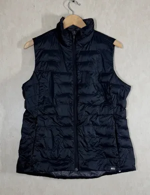 Rei Co-op Women’s Down Vest Puffer Sleeveless Full Zip Lightweight in Black L thumbnail 1