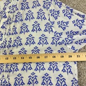 Roberta Roller Rabbit Cotton Tunic Top Blue Block Print Boho Beach Resort M‎ thumbnail 7