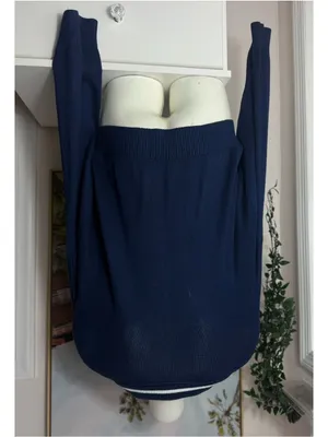 PINK Victoria's Secret Navy Blue V-Neck Collar Cropped Sweater Pullover XXL NWT thumbnail 6