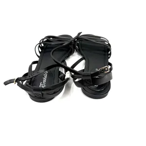Black Strappy Flat Sandals With Ankle Buckle Casual Summer Comfort Style Designs thumbnail 8
