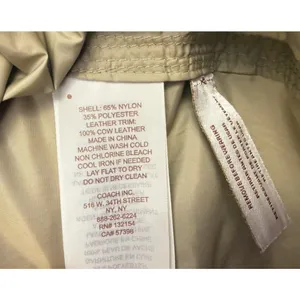 Coach Rain Coat Womens Large Beige Mid Length Zip‎ Jacket Drawstring Pockets thumbnail 4