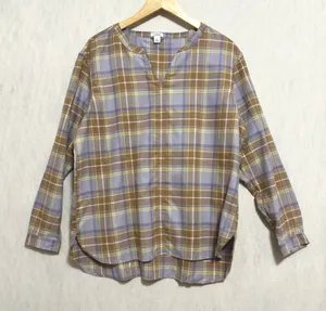 L.L.Bean Whisperweight Flannel Popover Shirt Minimal Gray Plaid Cotton 523202 L thumbnail 1
