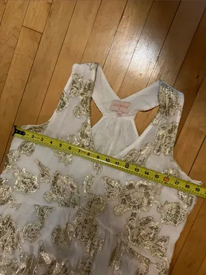 Ciebon White And Gold Floral Metallic Foil Maxi Dress Size Medium thumbnail 6
