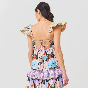 NWT CeliaB Tiered Ruffle Maxi Dress Blue thumbnail 3