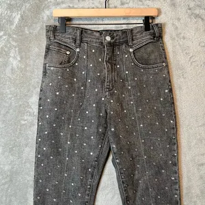 Anthropologie Pilcro Ultra‎ High Rise Slim Rhinestone Jeans Black Size 28 thumbnail 2