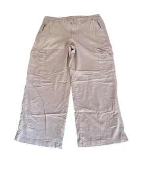 American Eagle Mid Rise Baggy Wide Leg Cargo Pants Womens Size 14 Pale Pink thumbnail 1