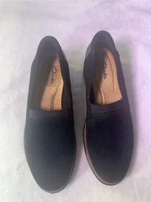 Clarks Black Suede Slip-On Wedge Mule thumbnail 4
