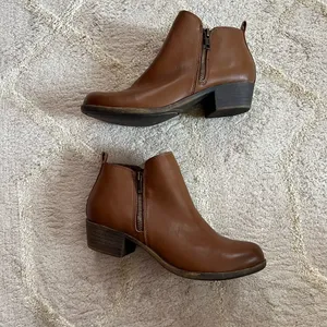 Caramel Brown Leather Ankle Boots Dunes Size 8 thumbnail 2