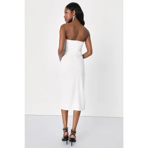 Lulus Loving the Feeling White Strapless Bodycon Midi Dress Wedding Party Small thumbnail 6