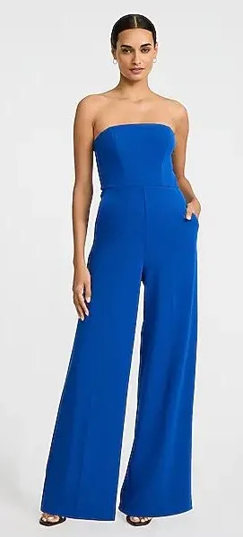 crystal sky dark blue off shoulder pantsuit thumbnail 1