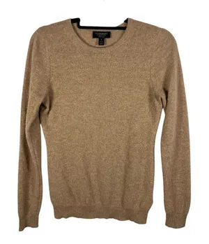 Charter Club 100%‎ Cashmere Sweater Tan Womens Size S Crewneck Pullover Neutral thumbnail 1