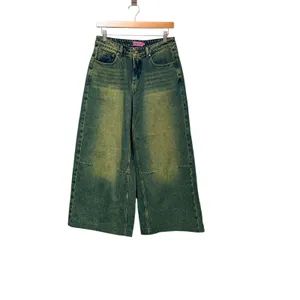 Edikted Women Yellow Sand Wash Wide Leg Baggy Jeans Teal Indigo Size S thumbnail 3